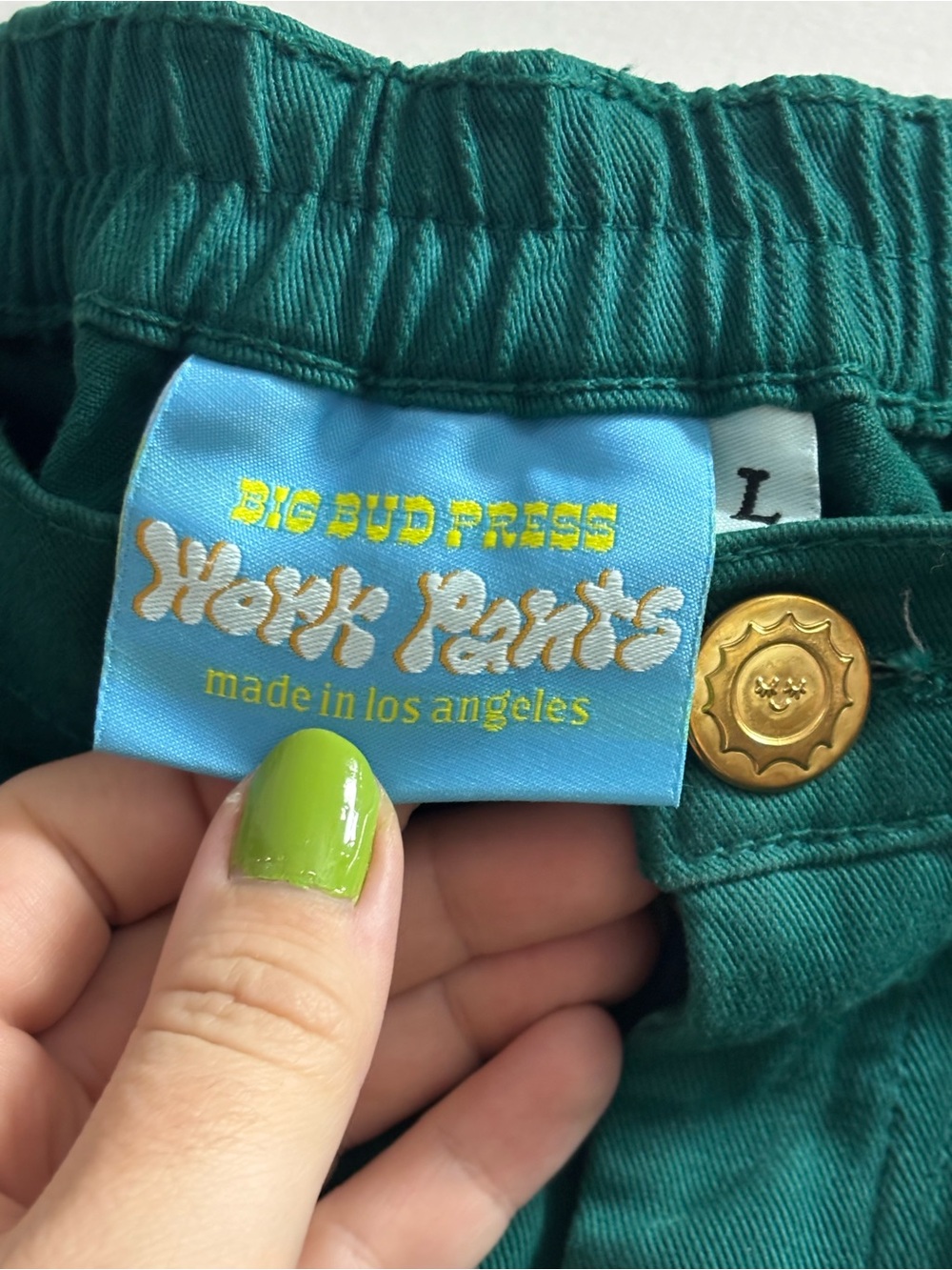 Big Bud Press Work Pants, Emerald Unisex L